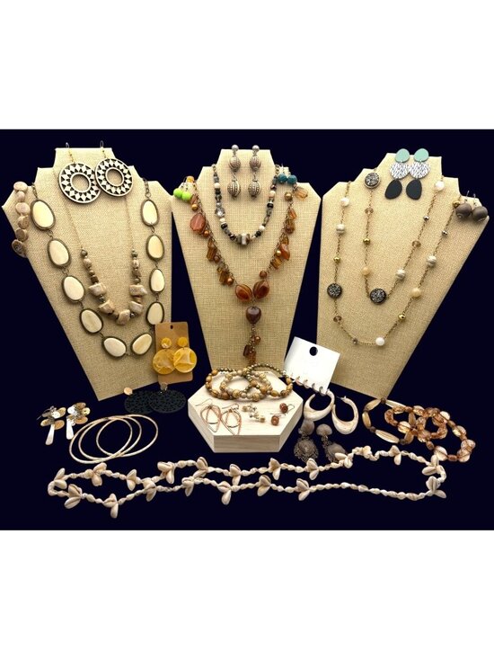None Jewelry - Vintage Boho Jewelry Lot 50 Pcs Mixed Materials Wear Necklace Earrings Bracelets
